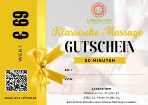 Gutschein Klassische Massage 50 Minuten - LebensForm