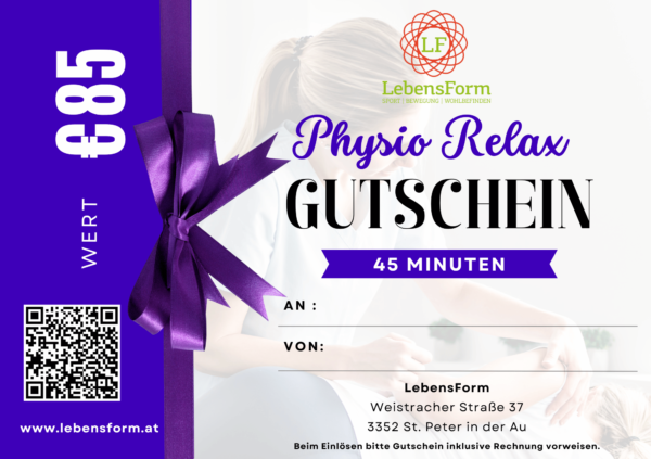 Gutschein Physio Relax Massage 45 Minuten - LebensForm